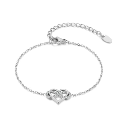 Twice As Nice Armband in edelstaal, hartje Zilverkleurig 16cm+3cm