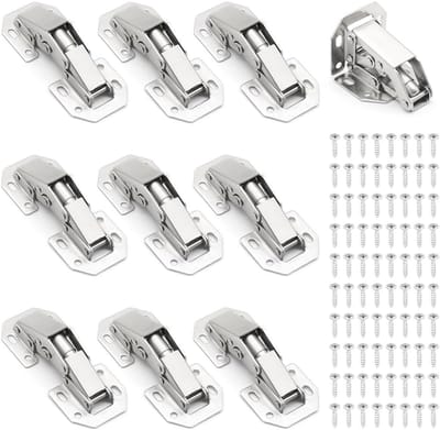 Famanu - 10 Stuks Meubelscharnieren met 80 schroeven, deurscharnieren voor schokdempers, veerscharnier, 90 graden kastscharnieren, voor meubeldeuren, keuken, kasten