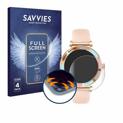 Savvies - Screenprotector voor Braidol Smartwatch 1.27" - Folie Beschermfolie transparant volledig dekking 4 Stuks