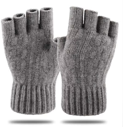 Winterhandschoenen Heren Halfvinger – Vingerloze Gebreide Handschoenen voor Fietsen, Kantoor en Schrijven – Warme Dikke Elastische Rijhandschoenen