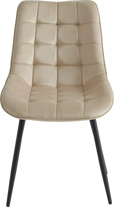 Vente-unique Set van 2 gewatteerde stoelen - Velours en zwart metaal - Beige - OLLUA