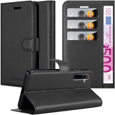 Cadorabo Hoesje geschikt voor Realme 6 4G / 6s in PHANTOM ZWART - Beschermhoes met magnetische sluiting, standfunctie en kaartvakje Book Case Cover Etui