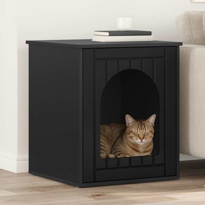 vidaXL Kattenhuis Zwart 53 x 52 x 62 cm Bewerkt hout