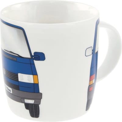 BRISA VW Collection - Volkswagen grote keramische koffie-thee-cappuccino-mok-Haferl mok voor keuken in VW T4 design (370 ml/front/blauw)