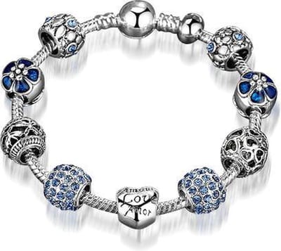 Montebello Armband Cali Blue - Bedel - Love - Verzilverd - 19cm