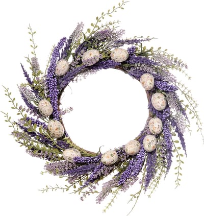 Viv! Christmas Paaskrans - Krans met Paaseieren - pasen - lavendel paars - 61cm