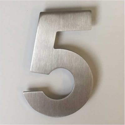 Huisnummer RVS 12 cm - Nr. 5 / rvs modern huisnummer / rvs huisnummer 120 mm / huisnummer rvs / 12cm Hoog / Kleur: zilver-rvs / Maakjenaambord.nl / huisnummerbord / huisnummers / 5