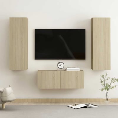 vidaXL - 3-delige - Tv-meubelset - bewerkt - hout - sonoma - eikenkleurig