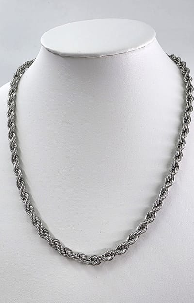 Lili 41 - Halsketting - Collier - Stalen - Rope - gevlochten - Gedraaide - zilverkleur - L 45 cm - Br 5mm - De perfecte ketting om te layeren met andere (hanger)kettingen, als basis voor jouw look!