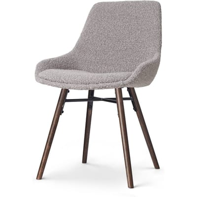 Nolon Nena-Isa Eetkamerstoel Bouclé Taupe - Stof - Zonder Armleuning - Houten Poten - Walnoot - Scandinavisch - Comfortabel