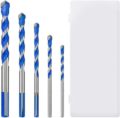 Zeynomax - 5-delige boorset - boor voor baksteenmuren - hardmetalen boor - blauw - ideaal voor tegels - geschikt voor metselwerk en beton