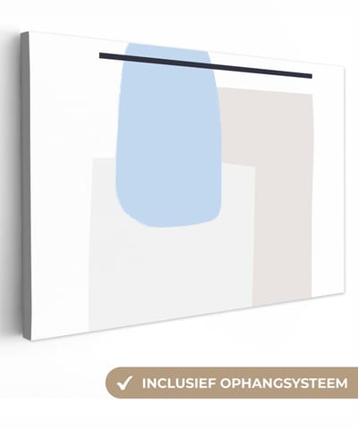 Canvas schilderij 30x20 cm - Wanddecoratie Abstract - Geometrische vormen - Line art - Muurdecoratie woonkamer - Slaapkamer decoratie - Kamer accessoires - Schilderijen op canvas