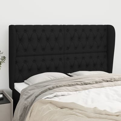 vidaXL - Hoofdbord - met - randen - 147x23x118/128 - cm - stof - zwart