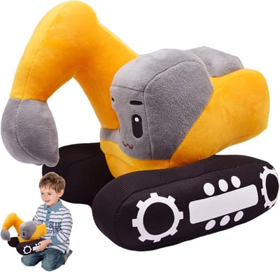 Schattige Graafmachine Pluche Speelgoed, 26 x 23 cm, Realistisch Ontwerp, Zacht Pluche, Ideaal Cadeau voor Jonge Bouwliefhebbers en Kinderen