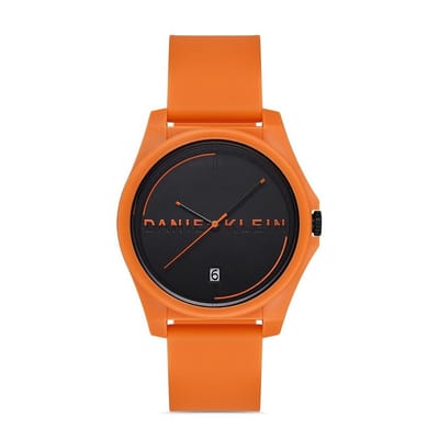 Daniel Klein DK.1.13193-4 - Horloge - Analoog - Mannen - Heren - siliconen band - Datumaanduiding - Oranje - Zwart