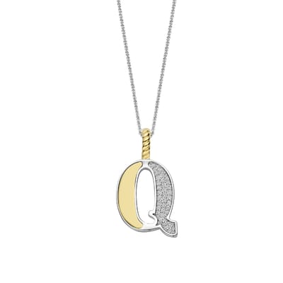 TI SENTO Dames Hanger - 925 zilver - Letter Q - Zirkonia met geel verguld - 6840ZY_Q