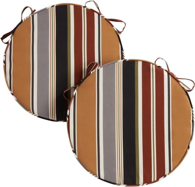 Ronde Zitkussens - Buitenkussens Stoel - Terrasmeubilair Comfort - Omkeerbaar Gestreept - 2 stuks 18 inch - Espresso Streep