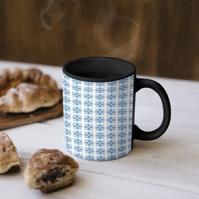 Magische Mok - Foto op Warmte Mokken - Koffiemok - Italiaans - Zee - Sfeer - Mozaïek - Blauw - Wit - Magic Mok - Beker - 350 ML - Theemok