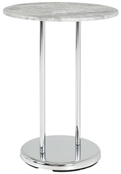 Metalen bijzettafel - Ronde tafel - Woonkamer inrichting - Betonlook decor - 40 x 55 cm - Chroom