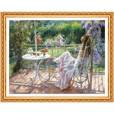 Peinture diamant thème fille de jardin, Kit de broderie 5D, bricolage, point de croix, couture, décoration d'intérieur 20X30CM gray