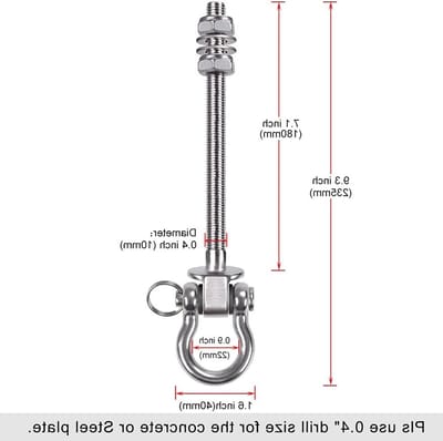 Zware Swing Hanger van Roestvrijstaal, 800kg Capaciteit, Ideaal voor Yoga Hammock, Schommels en Punching Bags, 235mm x 8mm