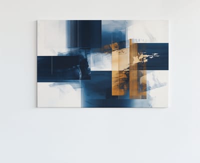 Canvas Schilderij - Blauw - Zwart - Abstract - Schilderijen - 60x40x2 cm