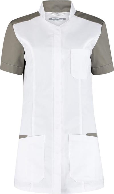 Haen / Ballyclare Dames Zorgjas STRETCH Terra 74157 Wit / Olijfgroen - Maat XS