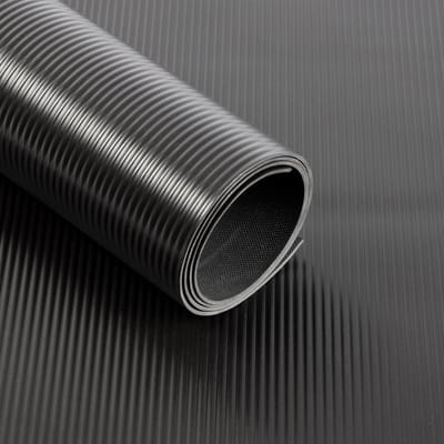 FLOORDIREKT PVC Vloerstroken - Rubbermat - Dikte: 2mm - Antislipmat Gemaakt van Onderhoudsvriendelijk Noppenvinyl - Antislip & Ongevoelig voor Vloeistoffen & Vuil - Universeel Toepasbaar - Zwart - 120 x 100 cm