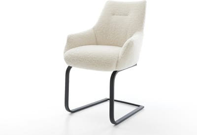 Sledestoel Alja-Flex met armleuning sledemodel vlak zwart teddy beige pocketveer kern