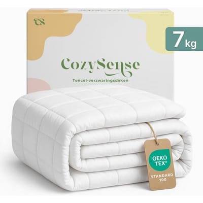 CozySense® Verzwaringsdeken 7kg - 100% Tencel - Weighted Blanket – Zwaartedeken met temperatuurregulatie en ademend comfort - GLASS-Flow® Drukverdeling - 1-Persoons - Wit