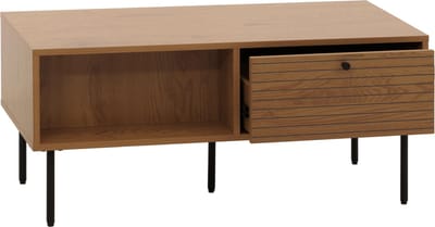 Salontafel MCW-N78, woonkamer tafel bank tafel, Scandinavische stijl metaal hout melamine MVG 45x100x50cm ~ natuur