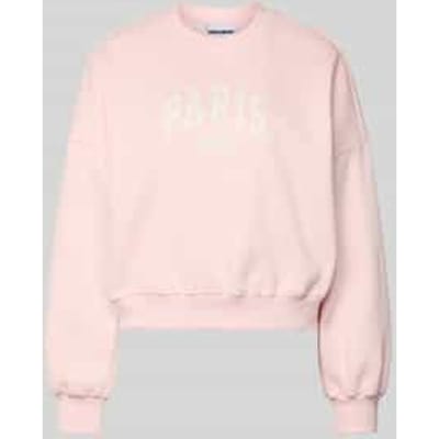 Sweatshirt met labelprint en ronde halslijn