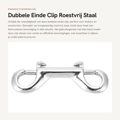 Dailygoods- Haak Dubbel Einde Roestvrij Staal - Duurzaam - Bevestigingsmiddel - Duiken - 5 Maten - Eenvoudig te Gebruiken - Karabijnhaak