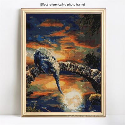 Peinture diamant thème éléphant rond, perceuse complète 5D, point de croix, mosaïque d'animaux, broderie à faire soi-même 20X30CM