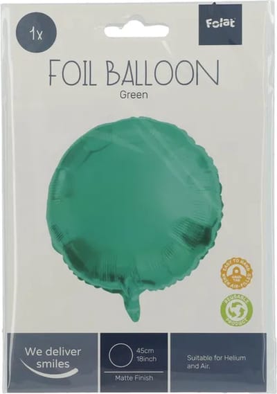 Folat - Folieballon Rond Groen - 45 cm
