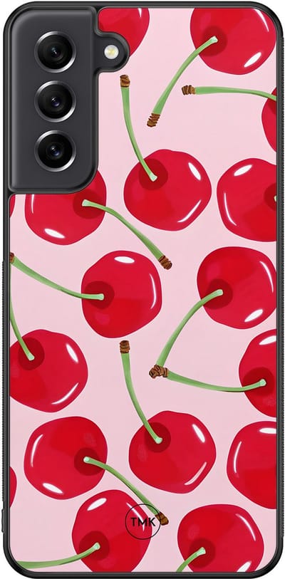 Hoesje geschikt voor Samsung Galaxy S21 FE - Sweet cherry - Roze - TPU case - Print - Hardcase zwart telefoonhoesje