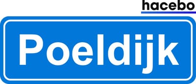 Hacebo - Plaatsnaam Sticker - 29x10 CM - Poeldijk sticker - Verkeersborden sticker - grappige cadeaus - Poeldijk