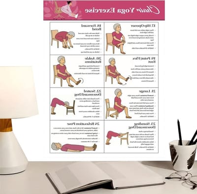 Oefenposter Senioren - Zitgymnastiek Stoel - Thuis Fitness - Grote Illustraties - 11 Delen - Niet gespecificeerd