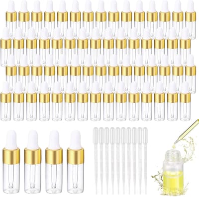 Set van 60 Mini Dopperflessen 2ml met Pipetten - Transparante Flesjes voor Etherische Olie, Aromatherapie en Vloeibare Geuren