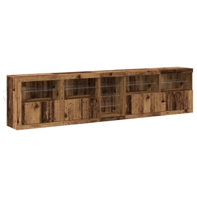 vidaXL - LED - Dressoir - Oudhout - 283 - x - 37 - x - 67 - cm - Bewerkt - hout