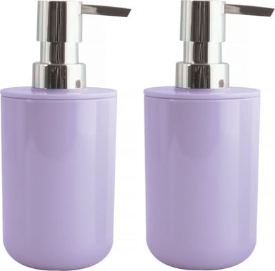 MSV Zeeppompje/dispenser Porto - 2x - PS kunststof - lila paars/zilver - 7 x 16 cm - 260 ml