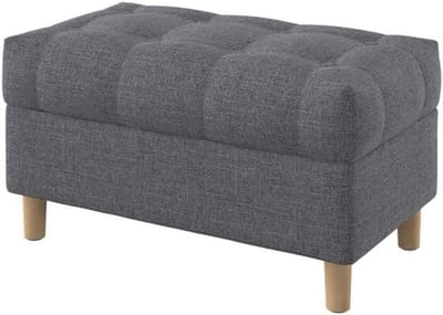 Gestoffeerd voetenbankje met knooptufting en opbergfunctie - 80 cm