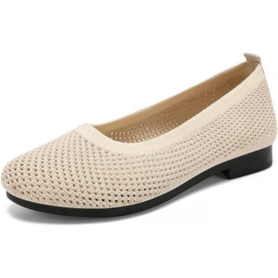 Damesschoenen Zomer Nieuwe Schoenen Damesschoenen Ademende Laag uitgesneden Stoffen Schoenen Instappers Mama Schoenen 41 beige