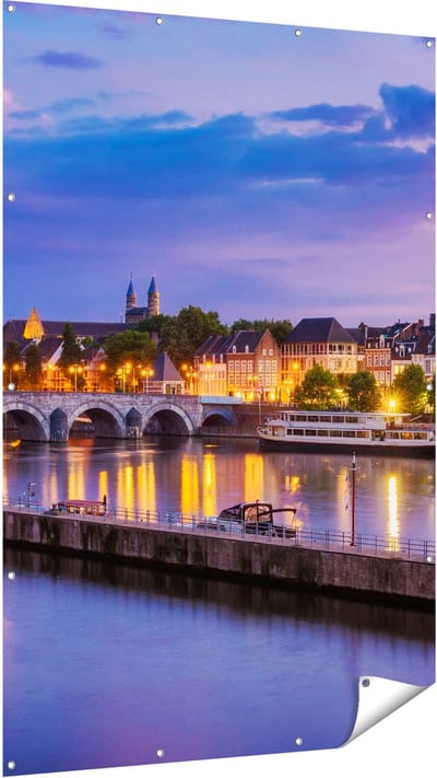 Gards Tuinposter Maastricht Maas Rivier bij de Sint Servaasbrug - 120x180 cm - Tuindoek - Tuindecoratie - Wanddecoratie buiten - Tuinschilderij