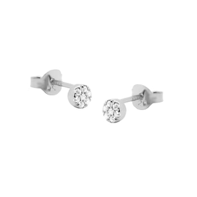 Karma Symbols oorbel zirconia disc M2505 Zilver
