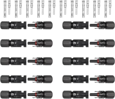 Kabelconnector Zonnepanelen - Zonne-stekker Adapter - Energie Overdracht - Zelfvergrendelend Mechanisme - IP67 Waterdicht - Zwart