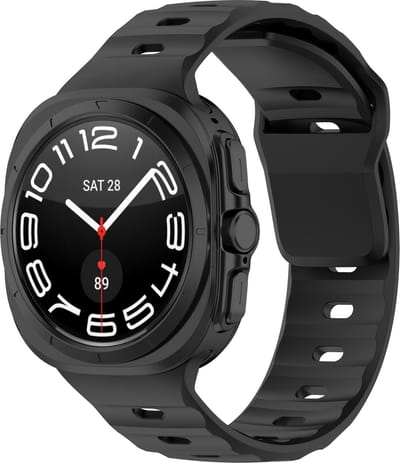 Strap-it Outdoor siliconen smartwatch bandje - geschikt voor de Samsung Galaxy Watch Ultra 2 (2026) / Ultra (2024/2025) - zwart