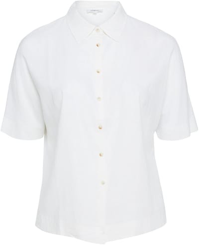 Vrouwelijke Linnen Mengsel Korte Mouwen Blouse met Hemdneck s.Oliver