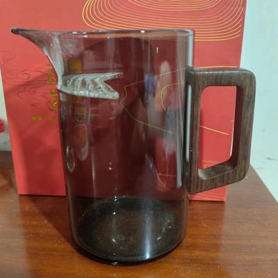 Verre Résistant à la Chaleur Tasse d'Équité Filtre Intégré en Croissant Tasse Latérale Mâle en Bois Thé Transparent Mer à Thé Tasse à Thé Distributeur de Thé 450ml
