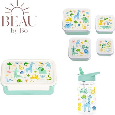 Bundel A Little Lovely Company Back to school set - Drinkfles/4 Snackdozen/Bentobox - Jungle
